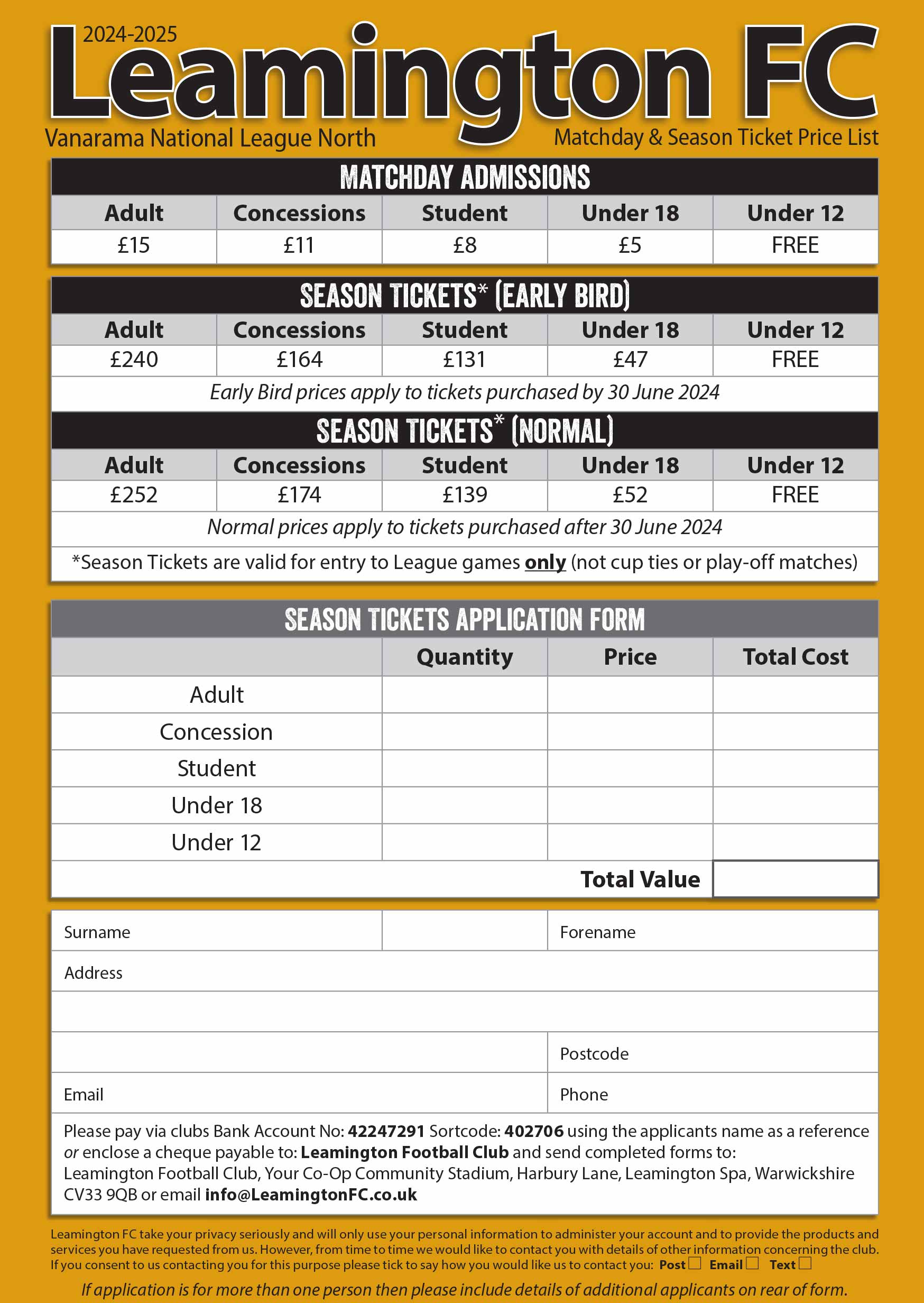 LFC Season Ticket Form 2024